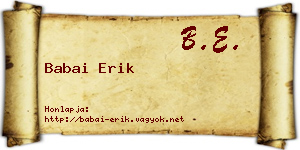 Babai Erik névjegykártya